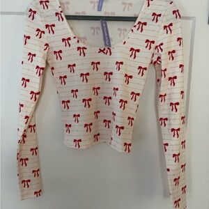 Florence by Mills Red Bow Long Sleeve Top